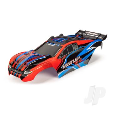 Traxxas Body, Rustler 4X4, Red & Blue/ Window, Grille, Lights Decal Sheet (Assembled With Front & Rear Body Mounts And Rear Body Support For Clipless Mounting) (TRX6734R)