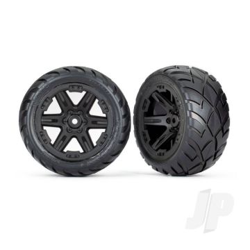 Traxxas Tyres & Wheels, Assembled, Glued (2.8') (Rxt Black Wheels, Anaconda Tyres, Foam Inserts) (2Wd Electric Rear) (2) (Tsm Rated) (TRX6768)