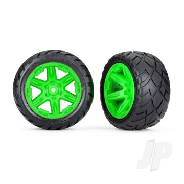 Traxxas Tyres & Wheels, Assembled, Glued (2.8') (Rxt Green Wheels, Anaconda Tyres, Foam Inserts) (2Wd Electric Rear) (2) (Tsm Rated) (TRX6768G)