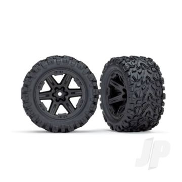 Traxxas Rxt Black Tyres And Wheels (Pair) (TRX6773)