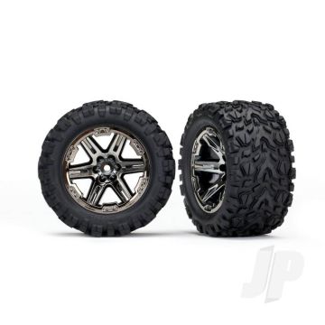 Traxxas Tyres And Black Chrome Wheels, Assembled / Glued (2.8In) (2 Pcs) (TRX6773X)