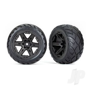 Traxxas Tyres & Wheels, Assembled, Glued (2.8') (Rxt Black Wheels, Anaconda Tyres, Foam Inserts) (4Wd Electric Front/Rear, 2Wd Electric Front Only) (2) (Tsm Rated) (TRX6775)