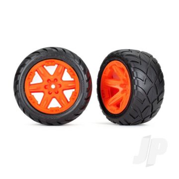 Traxxas Tyres & Wheels, Assembled, Glued (2.8') (Rxt Orange Wheels, Anaconda Tyres, Foam Inserts) (4Wd Electric Front/Rear, 2Wd Electric Front Only) (2) (Tsm Rated) (TRX6775A)