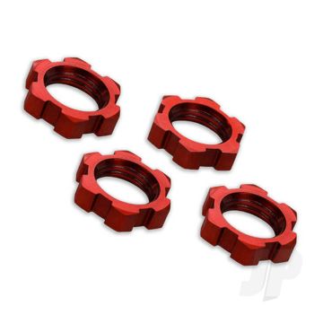 Traxxas Wheel Nuts, Splined, 17Mm, Serrated (Red-Anodised) (4 Pcs) (TRX7758R)