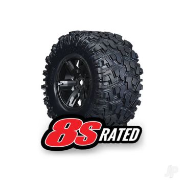 Traxxas X-Maxx 8S Tyres & Wheels (Black Wheels, AT Tyres) (2pcs) (TRX7772X)
