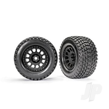 Traxxas Tyres & Wheels, Assembled, Glued (Xrt Race Black Wheels, Gravix Tyres, Foam Inserts) (Left & Right) (TRX7872)