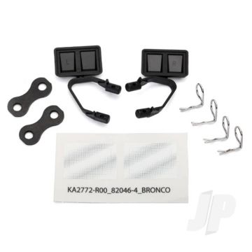 Traxxas Mirrors, Side, Black (Left & Right) / Retainers (2 Pcs) / Body Clips (4 Pcs) (Fits #8010 Body) (TRX8073)