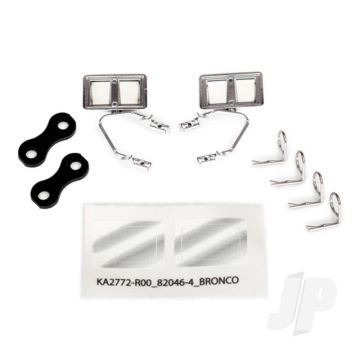 Traxxas Mirrors, Side, Chrome (Left & Right) / Retainers (2 Pcs) / Body Clips (4 Pcs) (Fits #8010 Body) (TRX8073X)