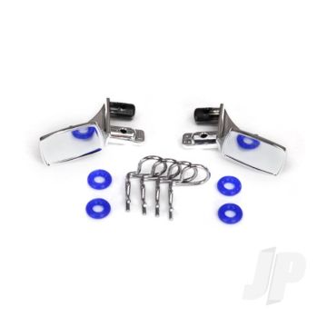 Traxxas Mirrors, Side, Chrome (Left & Right) / O-Rings (4 Pcs) / Body Clips (4 Pcs) (Fits #8130 Body) (TRX8133)