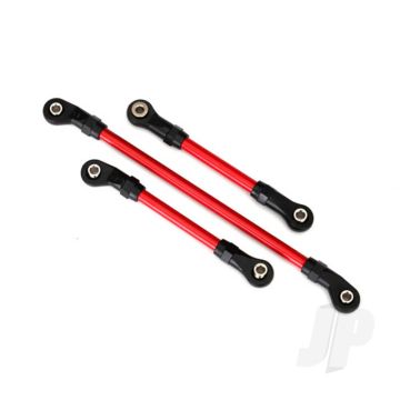 Traxxas Steering Link, 5X117Mm (1Pc) / Draglink, 5X60Mm (1Pc) / Panhard Link, 5X63Mm (Red Powder Coated Steel) (Assembled With Hollow Balls) (For Use With #8140R Trx-4 Long Arm Lift Kit) (TRX8146R)