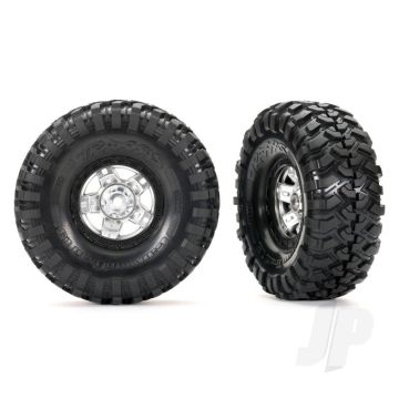 Traxxas Tyres And Wheels, Assembled, Glued (Trx-4 Sport, Satin Chrome, Black Beadlock 1.9" Wheels, Canyon Trail 4.6X1.9" Tyres) (2) (TRX8179X)