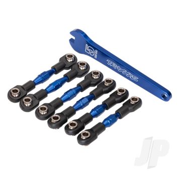 Traxxas Turnbuckles, Aluminium (Blue-Anodised), Camber Links, 32Mm (Front) (2 Pcs) / Camber Links, 28Mm (Rear) (2 Pcs) / Toe Links, 34Mm (2 Pcs) / Aluminium Wrench (TRX8341X)