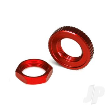Traxxas Servo Saver Nuts, Aluminium, Red-Anodised (Hex (1Pc), Serrated (1Pc)) (TRX8345R)