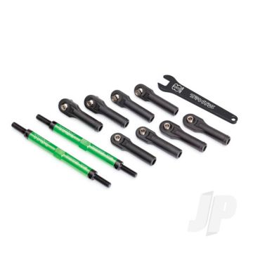 Traxxas Toe Links, E-Revo Vxl (Tubes Green-Anodised, 7075-T6 Aluminium, Stronger Than Titanium) (144Mm) (2 Pcs) / Rod Ends, Assembled With Steel Hollow Balls (8 Pcs) / Aluminium Wrench, 10Mm (1Pc) (TRX8638G)