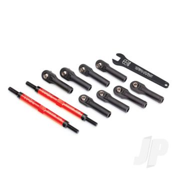 Traxxas Toe Links, E-Revo Vxl (Tubes Red-Anodised, 7075-T6 Aluminium, Stronger Than Titanium) (144Mm) (2 Pcs) / Rod Ends, Assembled With Steel Hollow Balls (8 Pcs) / Aluminium Wrench, 10Mm (1Pc) (TRX8638R)