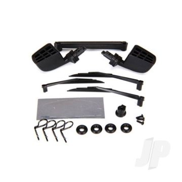 Traxxas Mirrors, Side, Black (Left & Right) / O-Rings (4 Pcs) / Windshield Wipers, Left, Right, & Rear / Wiper Retainers (2 Pcs) / Body Clips (4 Pcs) / 1.6X5 Bcs (Self-Tapping) (3 Pcs) (TRX8817)