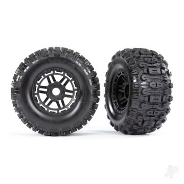Traxxas Tyres & Wheels, Sledgehammer Tyres - Glued (2) (17mm Hex, TSM rated) (TRX8973)