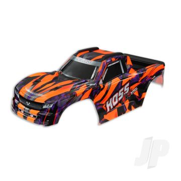 Traxxas Body, Hoss 4X4 Vxl, Orange / Window, Grille, Lights Decal Sheet (Assembled With Front & Rear Body Mounts And Rear Body Support For Clipless Mounting) (TRX9011A)