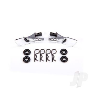 Traxxas Mirrors, Side, Chrome (Left & Right)/ O-Rings (4)/ Body Clips (4) (Fits #9111 Body) (TRX9118)