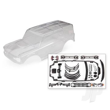 Traxxas Body, Ford Bronco (2021) (Clear, Requires Painting)/ Decals/ Window Masks (Includes Grille, Side Mirrors, Door Handles, Fender Flares, Windshield Wipers, Spare Tyre Mount, Clipless Mounting, Hardware) (Requires #8080X Inner Fenders) (TRX9211)