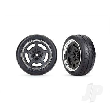 Traxxas Tyres And Wheels, Assembled, Glued (Black With Chrome Wheels, 1.9' Response Tyres) (Front) (2) (TRX9372)