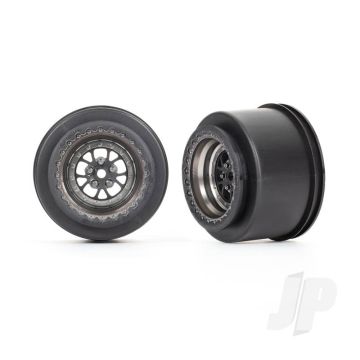 Traxxas Wheels, Weld Satin Black Chrome (Rear) (2) (TRX9473A)