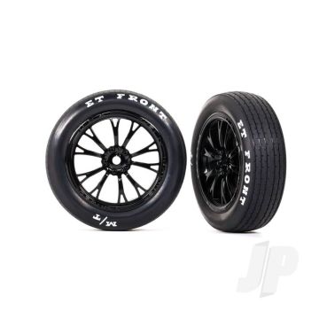 Traxxas Tyres & Wheels, Assembled, Glued (Weld Gloss Black Wheels, Tyres, Foam Inserts) (Front) (2) (TRX9474)