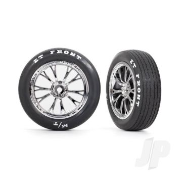 Traxxas Tyres & Wheels, Assembled, Glued (Weld Chrome Wheels, Tyres, Foam Inserts) (Front) (2) (TRX9474R)