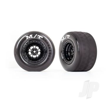 Traxxas Tyres & Wheels, Assembled, Glued (Weld Gloss Black Wheels, Tyres, Foam Inserts) (Rear) (2) (TRX9475)