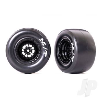 Traxxas Tyres & Wheels, Assembled, Glued (Weld Glossy Black Wheels, Mickey Thompson Drag Slicks, Sticky Compound, Foam Inserts) (Rear) (2) (TRX9476)