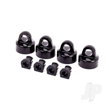 Traxxas Shock Caps, Aluminium (Black-Anodised), Gt-Maxx Shocks (4) / Spacers (4) (For Sledge) (TRX9664A)