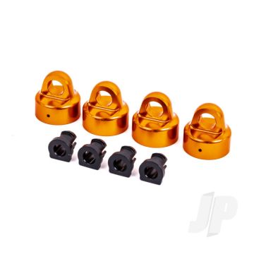 Traxxas Shock Caps, Aluminium (Orange-Anodised), Gt-Maxx Shocks (4) / Spacers (4) (For Sledge) (TRX9664T)