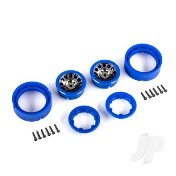 Traxxas Wheels, 1.0', Method Race Wheels 105 Beadlock (Satin Black Chrome With Blue Beadlock) (2) (TRX9781-BLKBL)