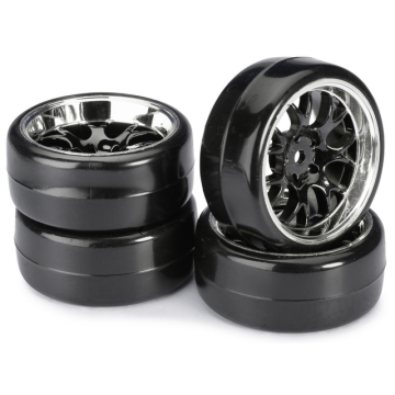 Absima Wheel Set Drift LP " Comb / Profile B" Black/Chrome 1:10 (4 pcs) (AB2510041)