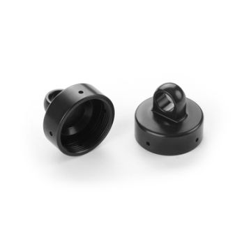 Xray XB8 Alu Shock Cap Nut 4X Bleed Hole - Black Coated (2) (XR358055)