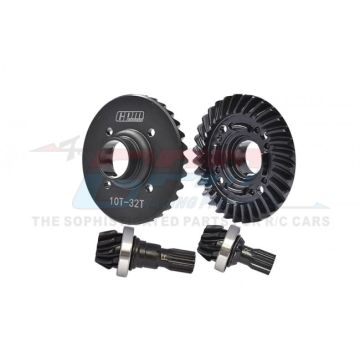 GPM Racing Traxxas X-Maxx, XRT Medium Carbon Steel 32/10T Front & Rear Differential Set (XRT1032TS-BK)