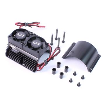 Yeah racing Heat Sink with Twin Tornado High Speed Fans 1:8 - 40.8mm Motors (YA-0261BK)