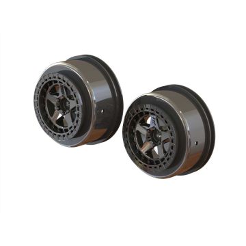 Arrma AR510098 SC 2.2"/3.0" Wheel 14mm Hex Blk Chrome(2) (Z-AR510098)