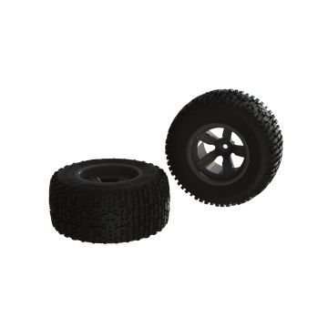 Arrma Dirtrunner ST Rear Tire Set Glued Black (2) (Z-AR550041)