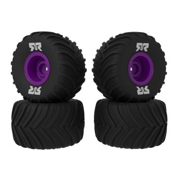 Arrma dBoots Chevron MT Tire Set Glued, Purple (2 Pairs): GROM (Z-ARA-2611)