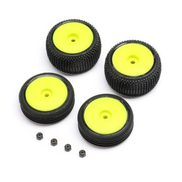 Losi Tires & Wheels Mounted, Yellow: Micro-B (Z-LOS-1762)