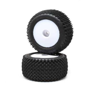 Losi Pin Tires, Rear, Mounted, White (2): Mini-T 2.0 (Z-LOS41013)