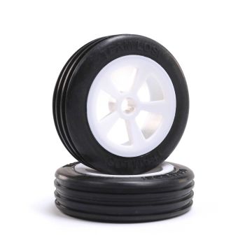 Losi Rib Front Tires, Mounted, White (2): Mini JRX2 (Z-LOS41021)