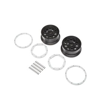 Losi Wheel, Black; Beadlock, Silver (2): DBXL-E (Z-LOS45015)