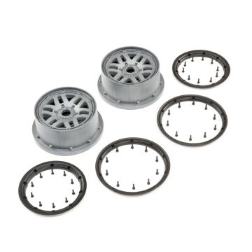 Losi Wheel & Beadlock Set, Grey (2): 5ive-T 2.0 (Z-LOS45022)