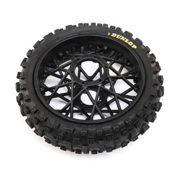 Losi Dunlop MX53 Rear Tire Mounted, Black: Promoto-MX (Z-LOS46005)