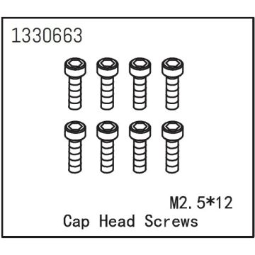 Absima Cap Head Screws M2.5*12 (8) (AB1330663)