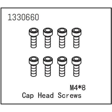 Absima Cap Head Screws M4*8 (8) (AB1330660)