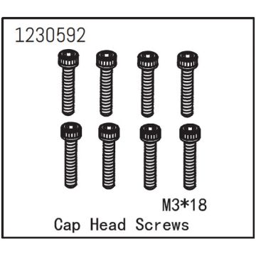 Absima Cap Head Screw M3*18 (8) (AB1230592)