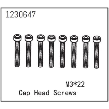 Absima Cap Head Screws M3*22 (8) (AB1230647)
